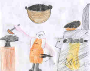 gemaltes Bild: Der Schmied in Assamstadt