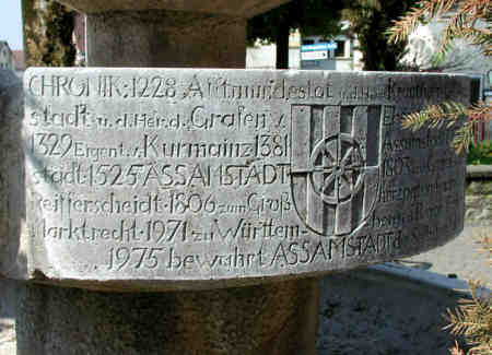 Inschrift auf der Rückseite des Brunnens